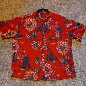 Vibrant Floral Red Men's Casual Shirt